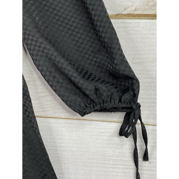 Blu Pepper Dress Sz M Black Checkered On/Off Shoulder Elastic Waist Flowy NWT - Picture 3 of 12